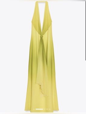 Zara Lime Green Chiffon Maxi Dress